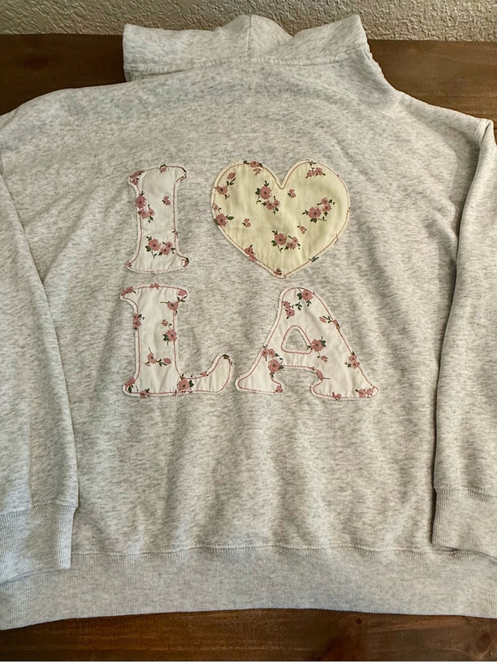Women's Hollister  Light Gray Hoodie Sweater with Pink Heart